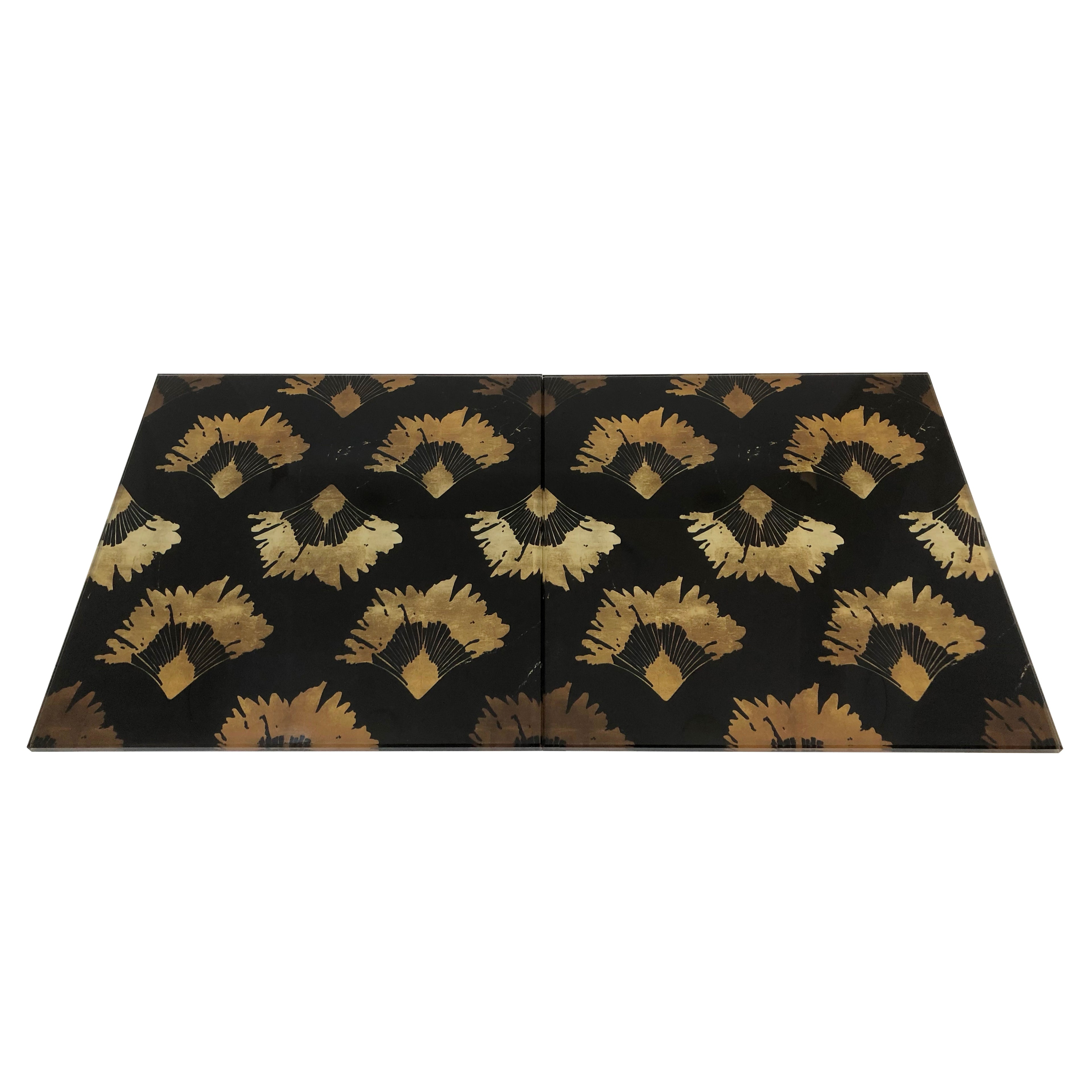 Travellers Palm in Black Glass Trivet