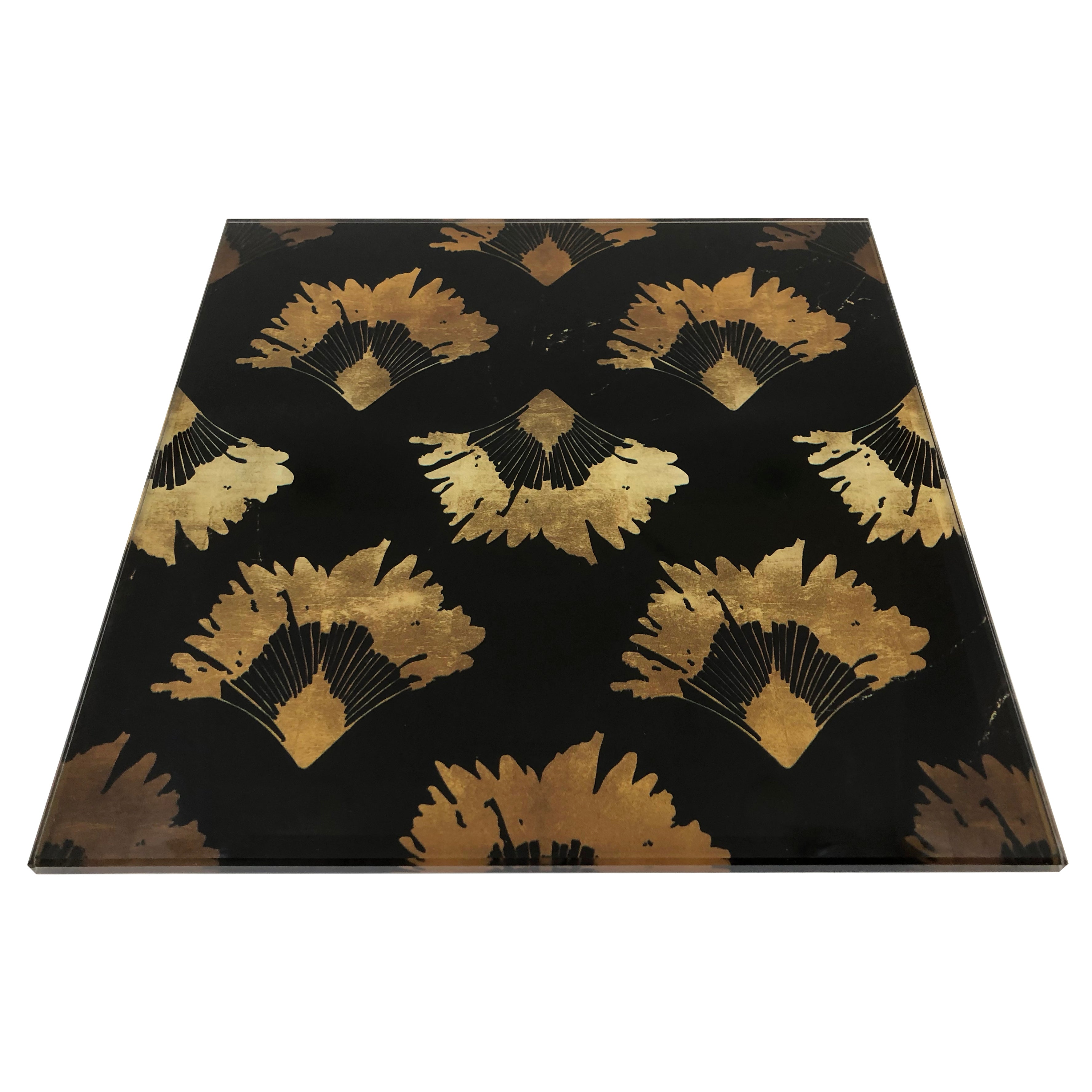 Travellers Palm in Black Glass Trivet