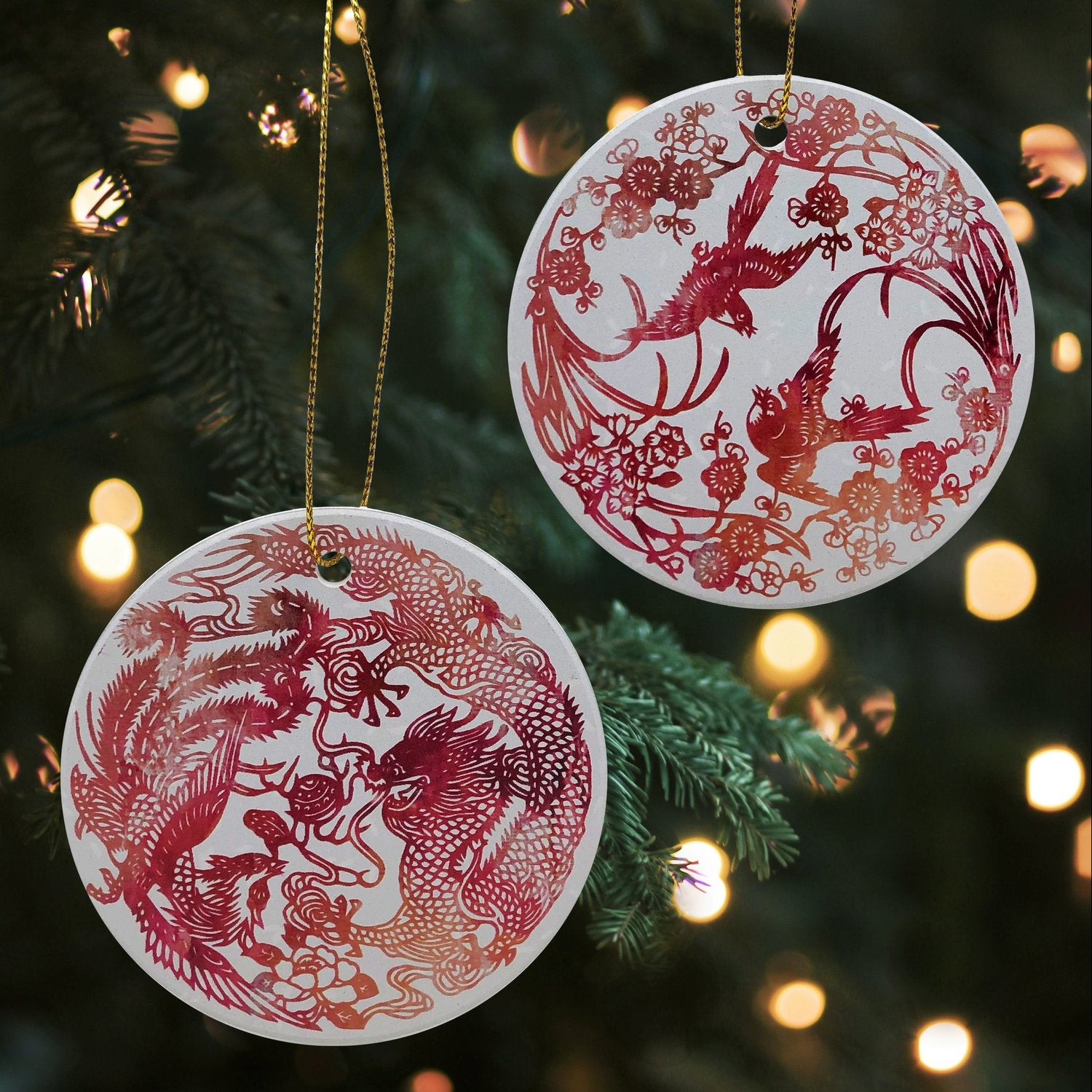 Chinese Paper Cutting Ceramic Ornaments