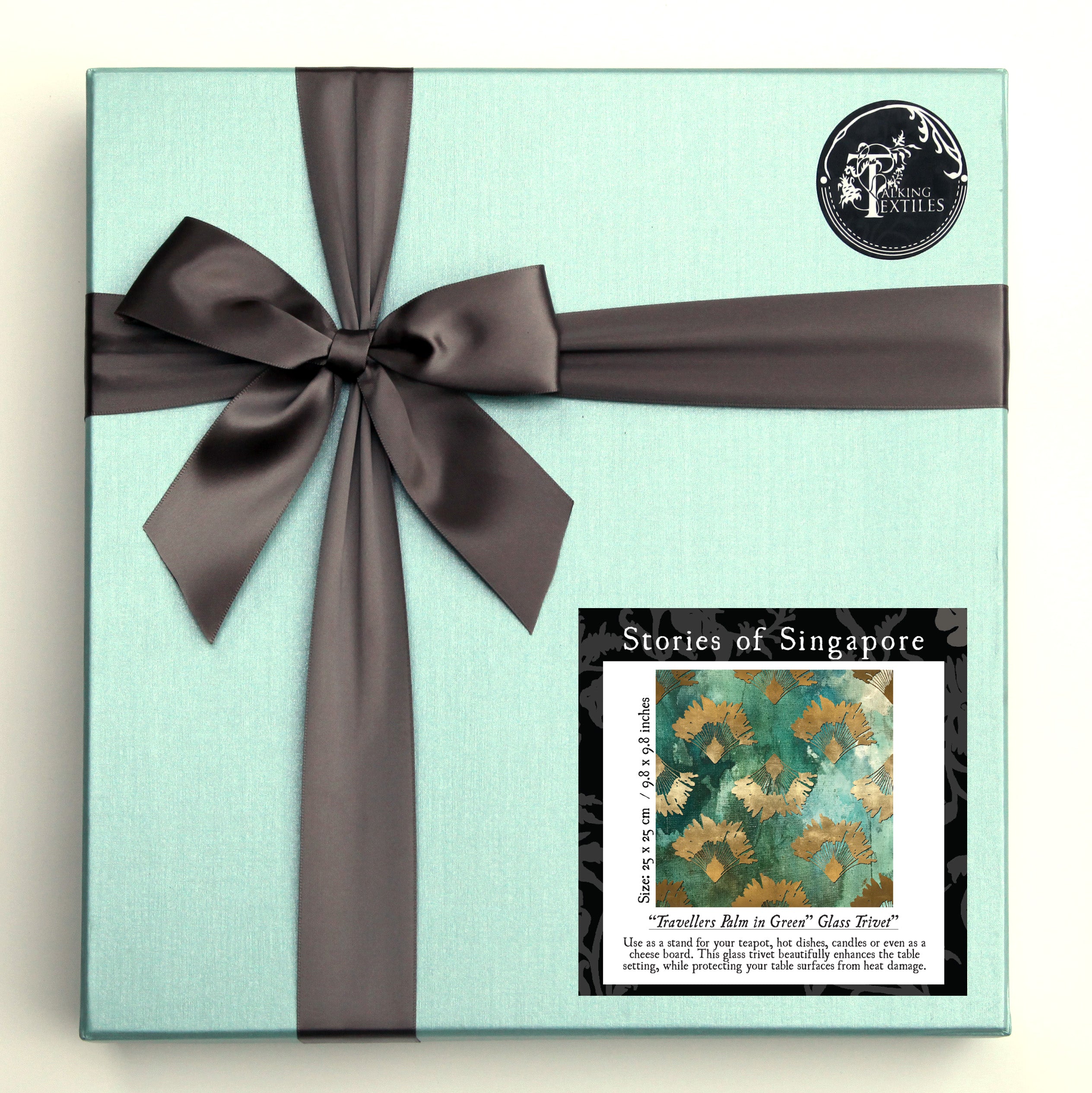 Travellers Palm in Green Glass Trivet