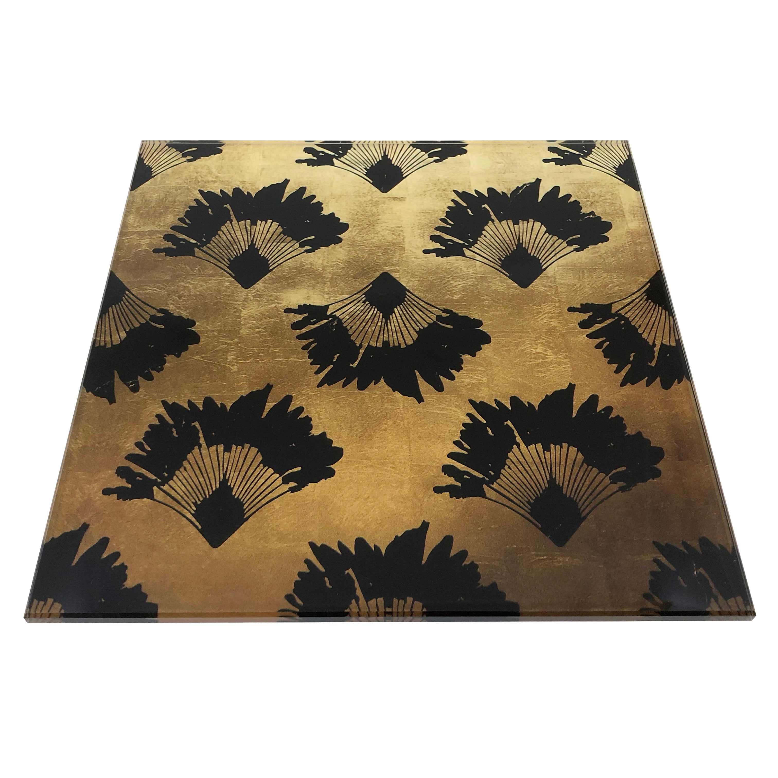 Travellers Palm in Gold Glass Trivet
