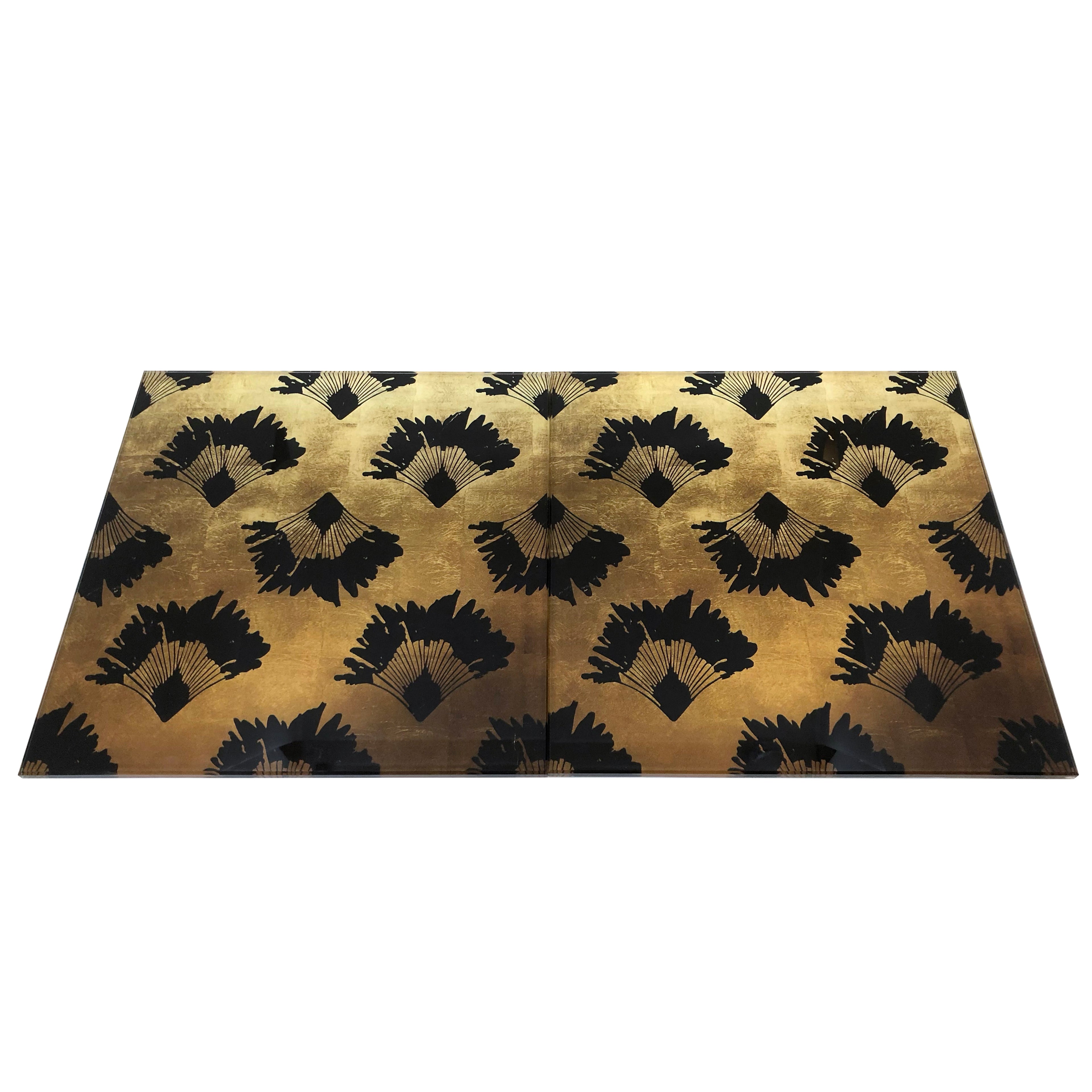 Travellers Palm in Gold Glass Trivet