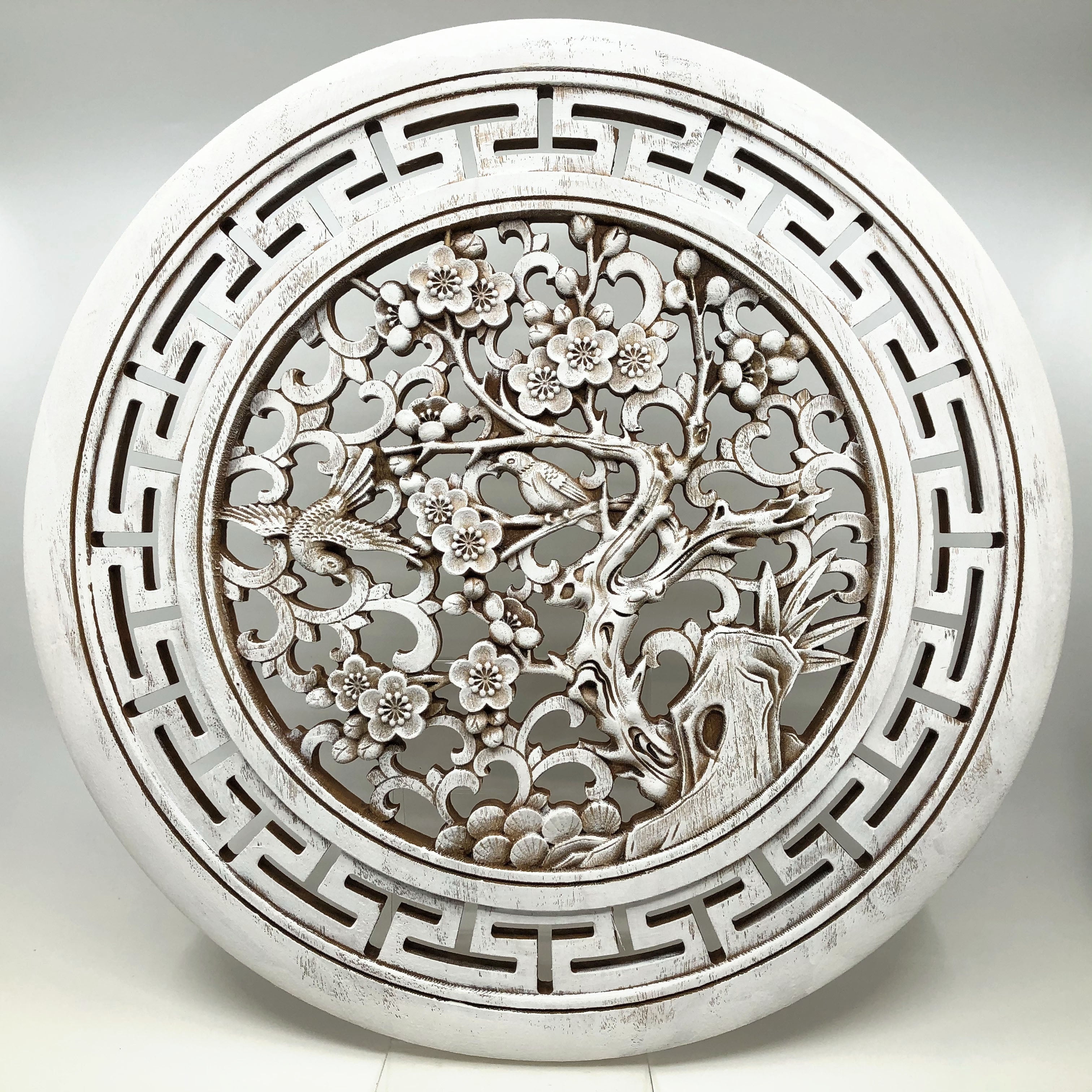 Magpies and Plum Blossoms Big Wooden Carving