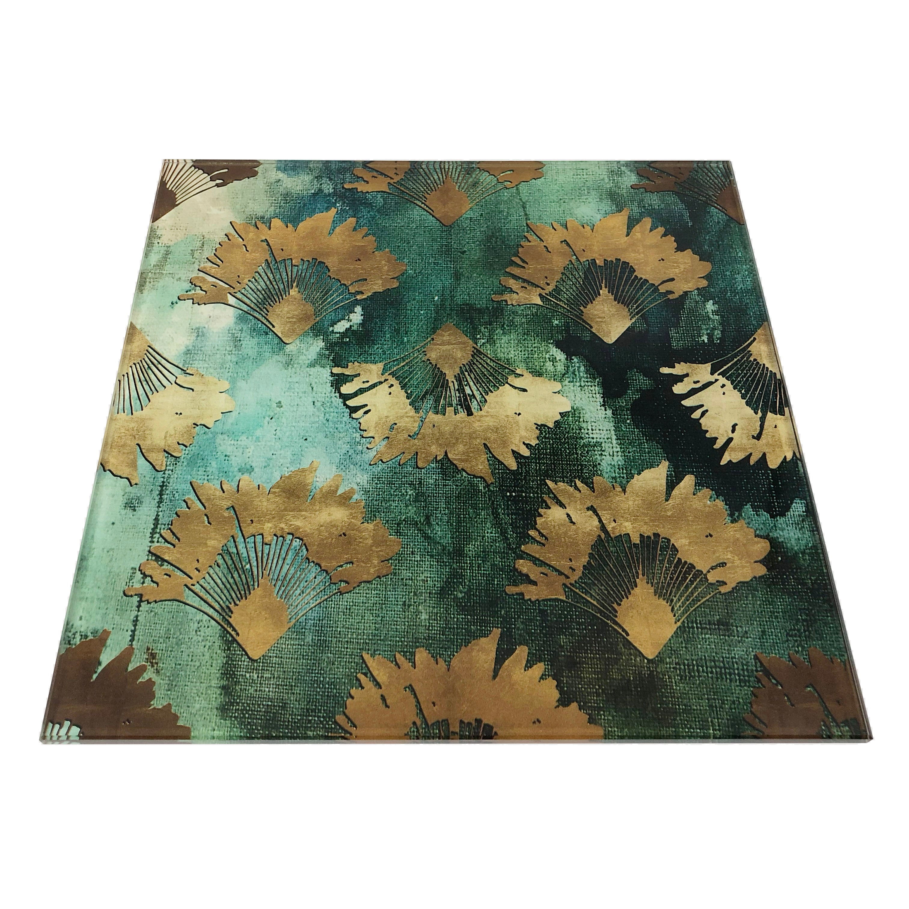 Travellers Palm in Green Glass Trivet