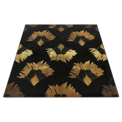 Travellers Palm in Black Glass Trivet