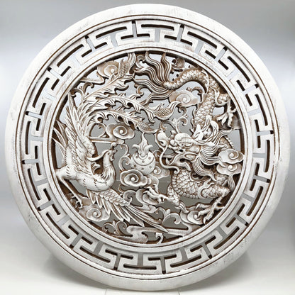 Dragon and Phoenix Big Wooden Carving