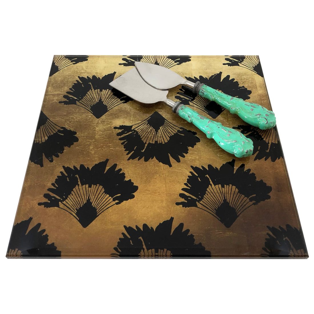 Travellers Palm in Gold Glass Trivet