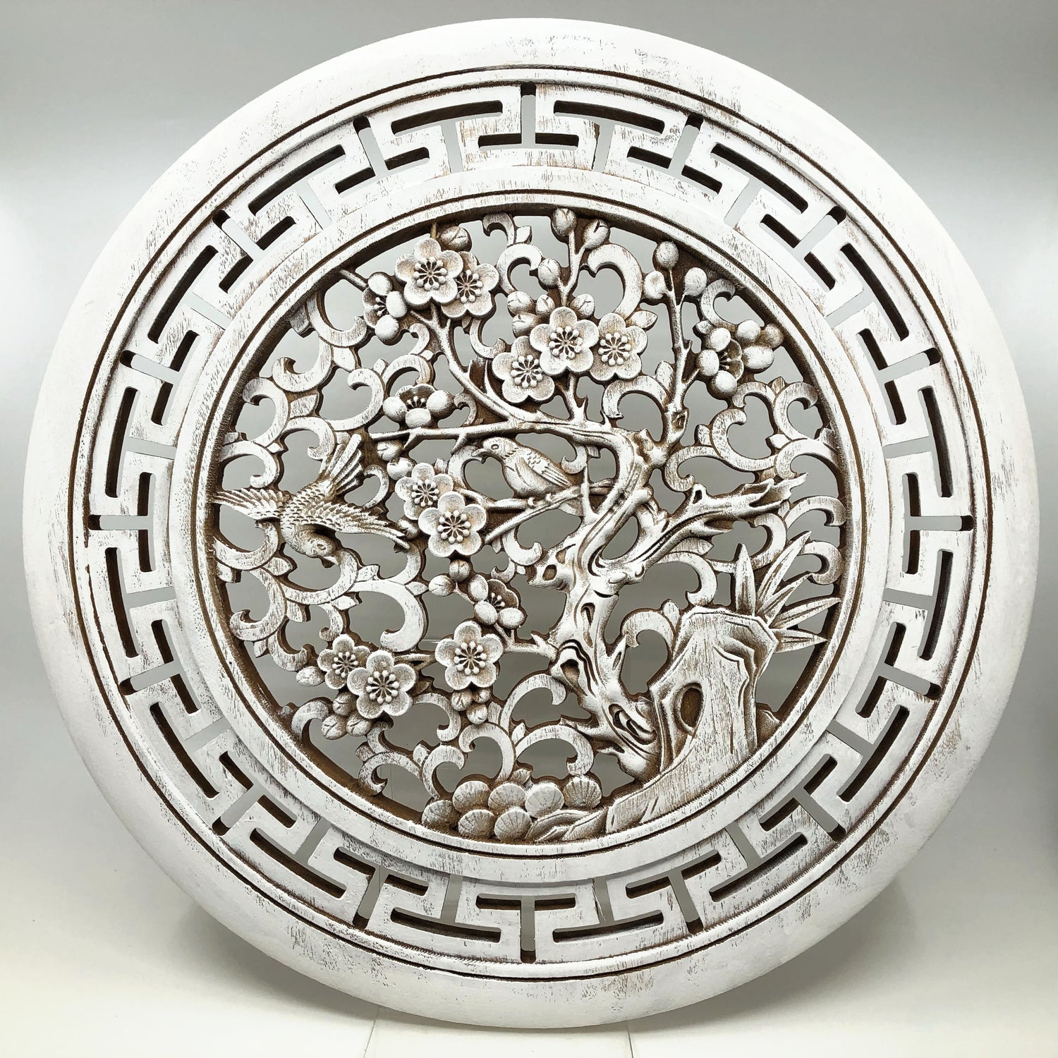 Magpies and Plum Blossoms Big Wooden Carving