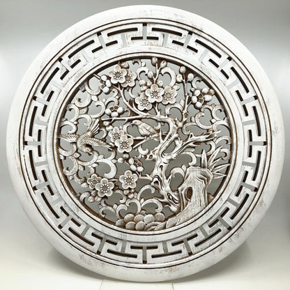 Magpies and Plum Blossoms Big Wooden Carving