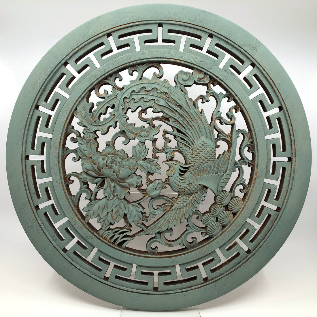 Phoenix and Peony Big Wooden Carving