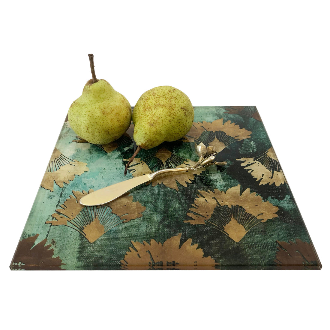Travellers Palm in Green Glass Trivet